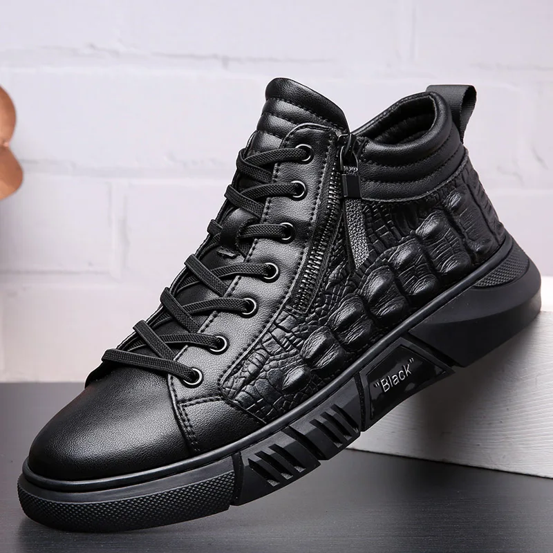 Jual Sepatu Kulit Musim Gugur 2021 Untuk Pria Sneakers Kasual Hitam Sepatu Jalan Pria Pemakaian Keras Sneakers Kulit Pemuda Kualitas Terbaik