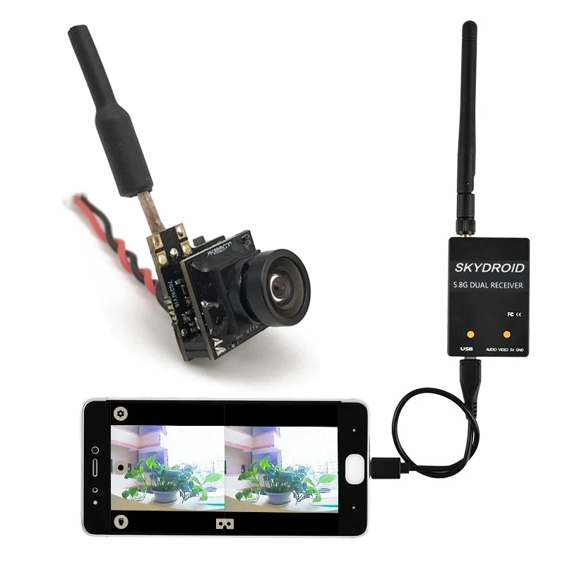 5 8G 25 передатчик mw FPV 800TVL HD Micro CMOS камера и приемник UVC видео Downlink OTG VR Android телефон