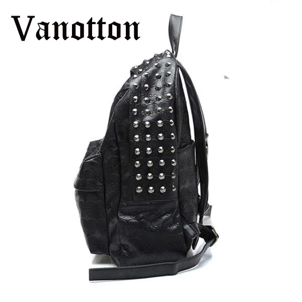 Женские кожаные рюкзаки школьные сумки для девочек подростков с черепами