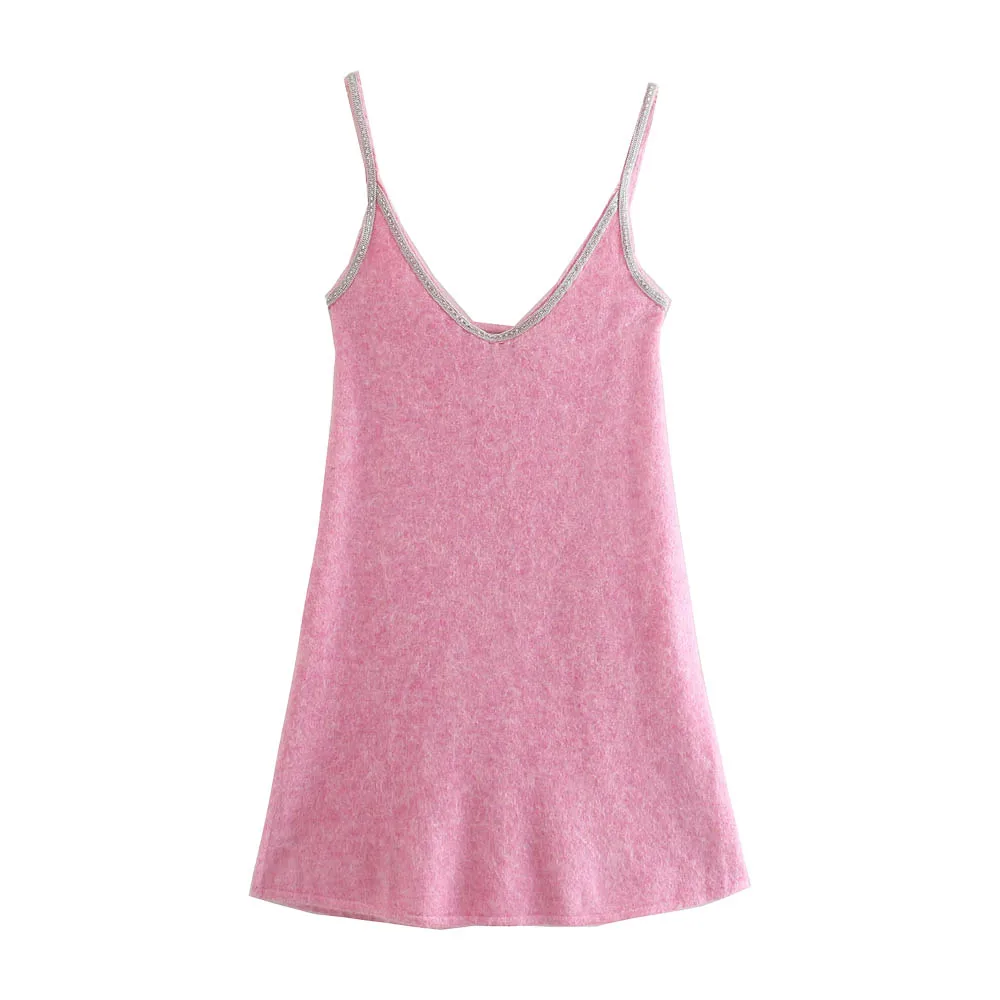 

Женское мини-платье без рукавов Za, платье на бретельках с бусинами в стиле ретро, 2021