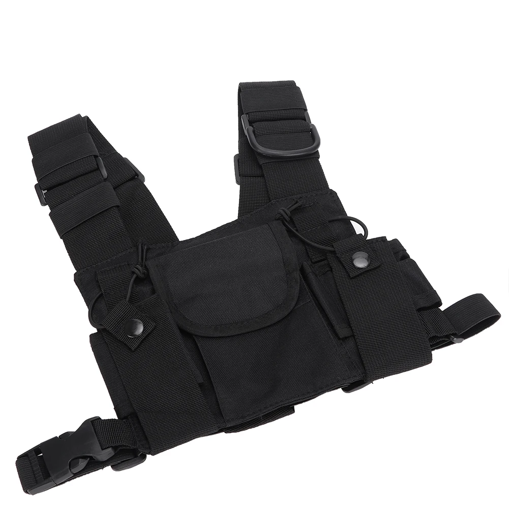 

High Quality Walkie-talkie Double Chest Harness Front Pack Pouch for Firefighting and Military