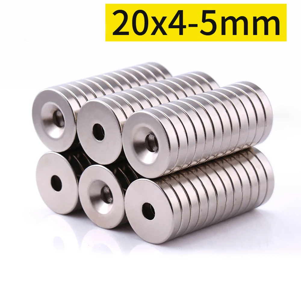 

10pcs Neodymium Magnets Dia 20mm Thickness 4mm With 5mm Countersunk Ring Hole Rare Earth Strong Crafts Magnet N35