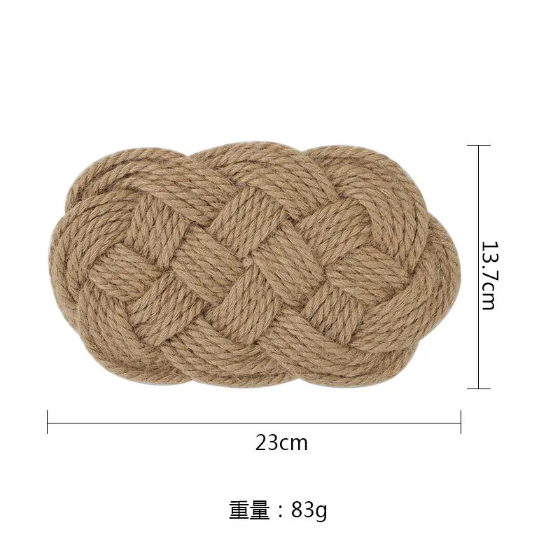 

Hot 2Pcs Braided Flax Coasters(Round+Oval) For Drink Cotton Boho Style Coasters Non-Slip Heat-Resistant To Protect Furniture