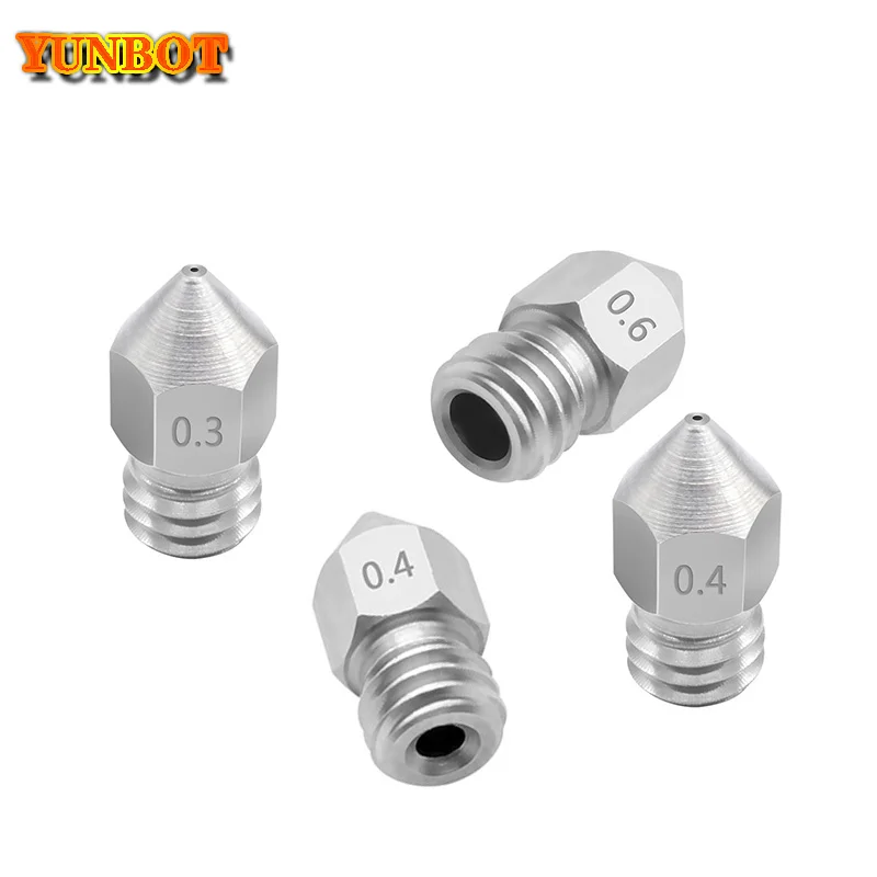 10PCS 3D Printer MK8 stainless steel M6 Nozzle 0.2/0.3/0.4/0.6/0.8/1mm Extruder Print Head For 3D Ender-3 Pro CR-10S Pro