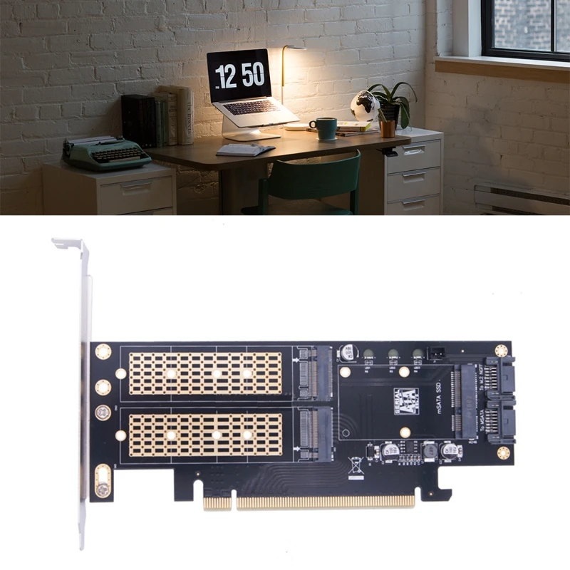 Адаптер 3 в 1 M.2 и mSATA SSD для адаптера NVME PCIE адаптер mSATA-SATA с алюминиевым радиатором |