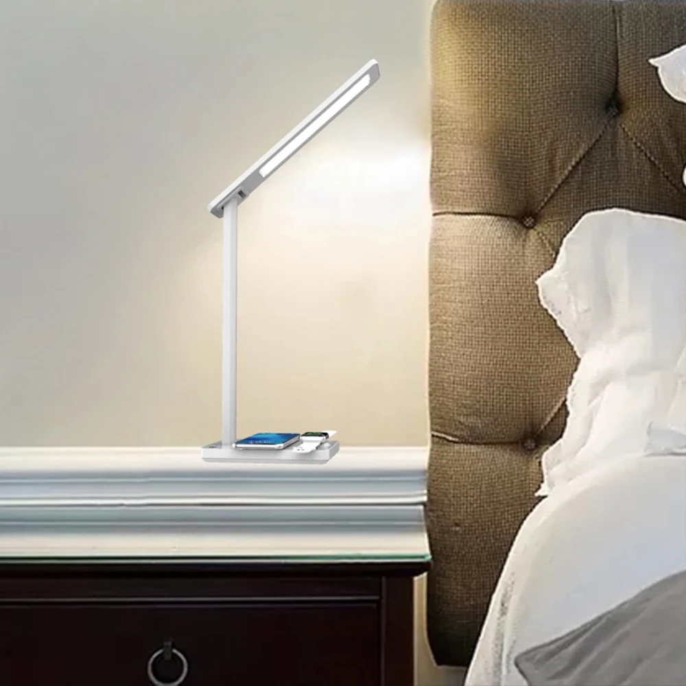 Светодиодная настольная лампа с беспроводной зарядкой и защитой глаз