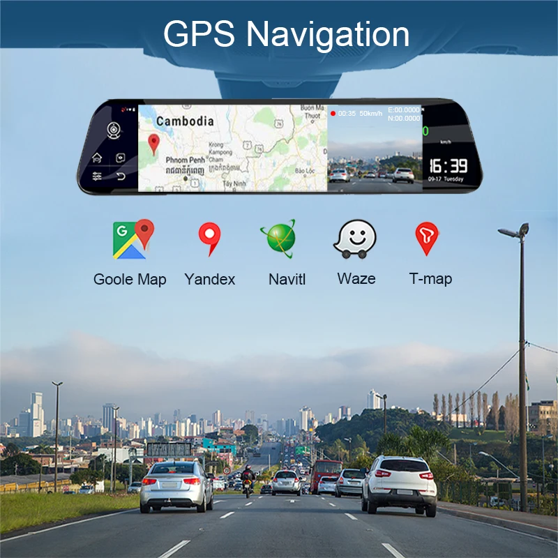 Anfilite 12 дюймовый умный задний зеркальный навигатор Android 8 1 GPS wifi Bluetooth