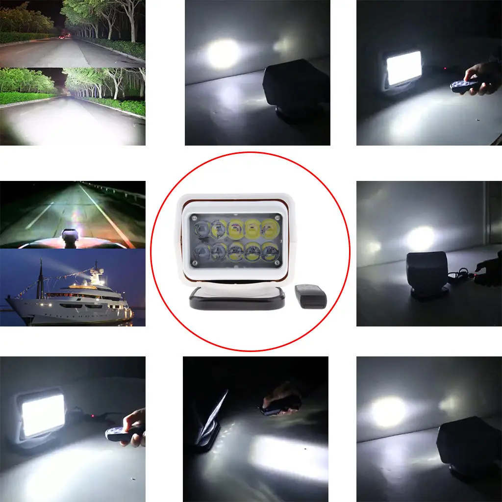 

50W LED Marine Boat Car Remote Control Driving Lights Spot Work Light
