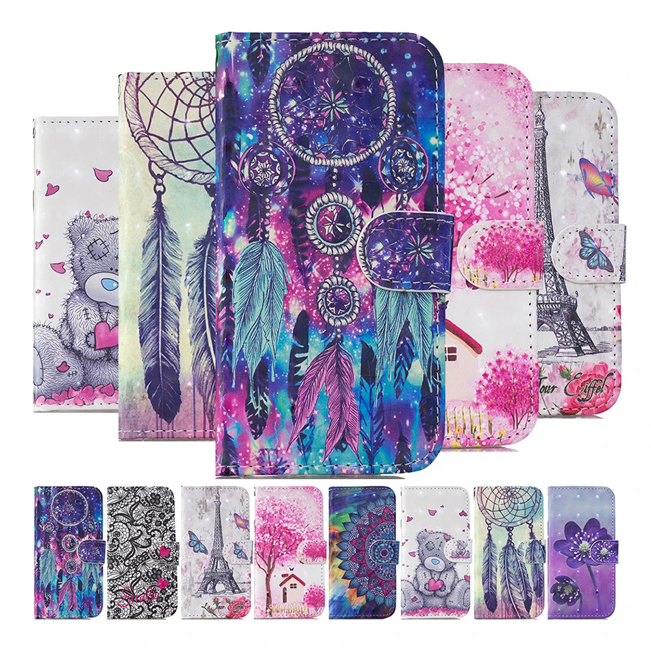 

3D Folio Flip Wallet Case For Samsung Galaxy S20 Ultra S10 5G S10E A01 Core S7 EDGE S8 S9 Plus A10 M10 A51 Stand Phone Cover