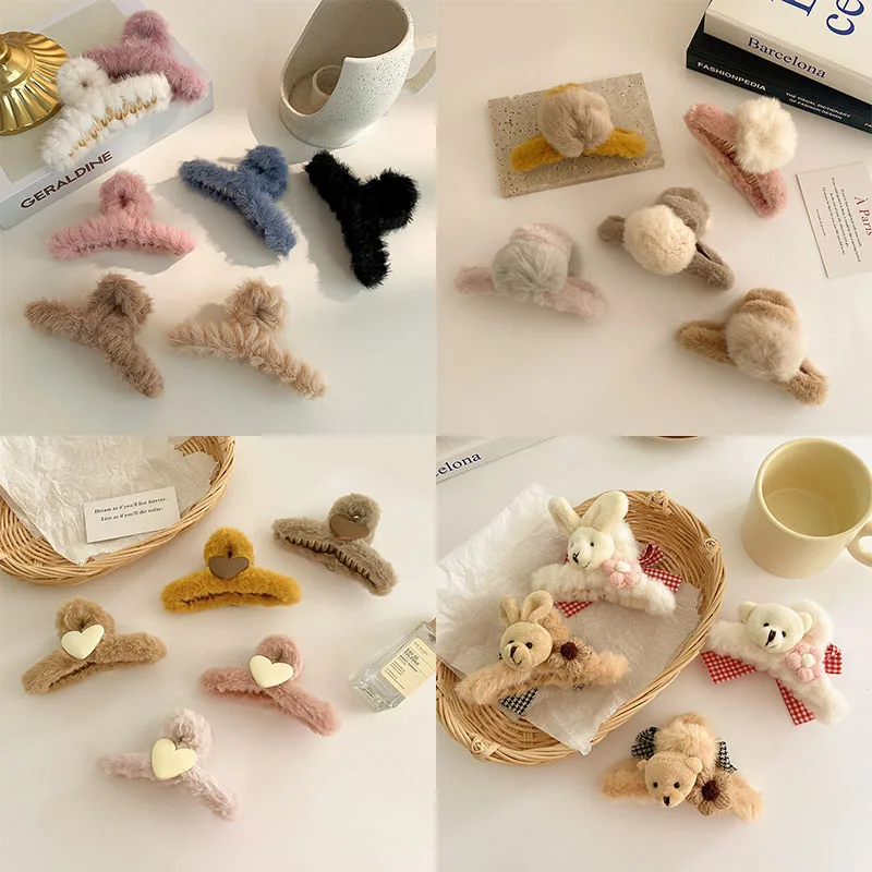 Женская зимняя элегантная шпилька для волос из искусственного меха |