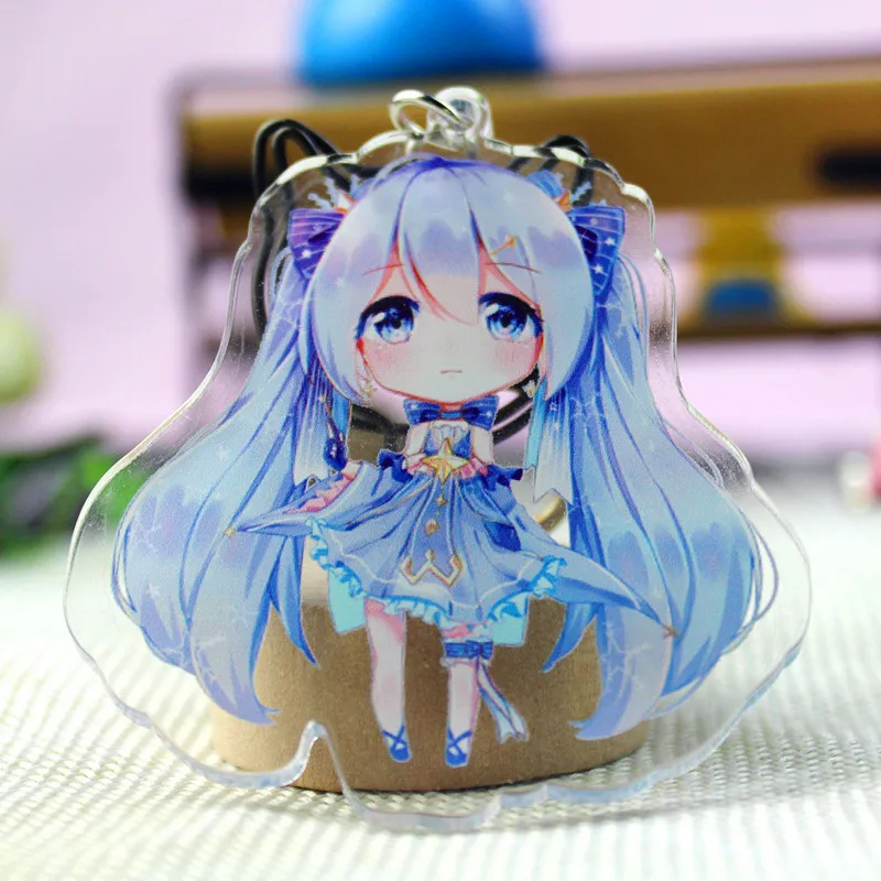 Hatsune Мику акриловый брелок Luo Tianyi аниме подвеска автомобильные аксессуары японский прозрачный брелок игра зеленый лук Брелок