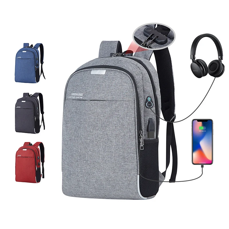 Рюкзак мужской дорожный с защитой от кражи USB портом и отделением для ноутбука 15 6