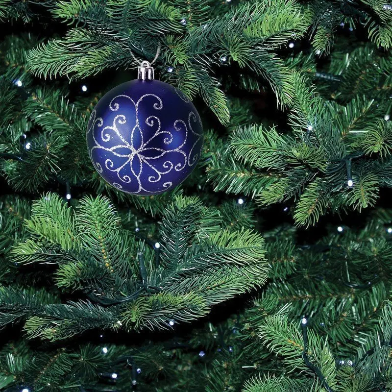 Шары елочные ЗОЛОТАЯ СКАЗКА НАБОР 6 шт пластик 8 см с серебристым рисунком цвет