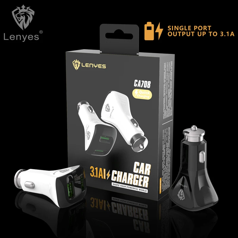 Lenyes Mini 3.1A быстрое автомобильное зарядное устройство с двумя usb-портами без