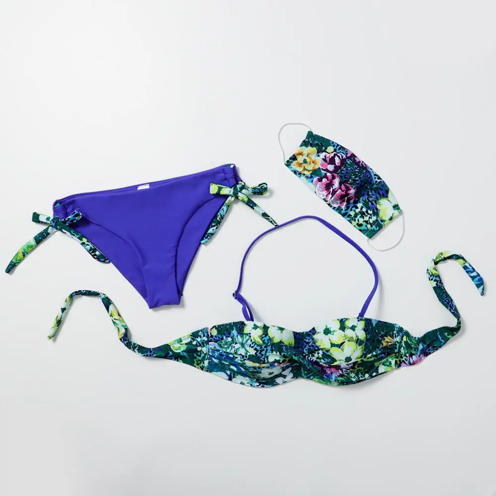 Новинка 3 шт. купальники женские Пуш-Ап маска с подкладкой Купальник трикини Топы