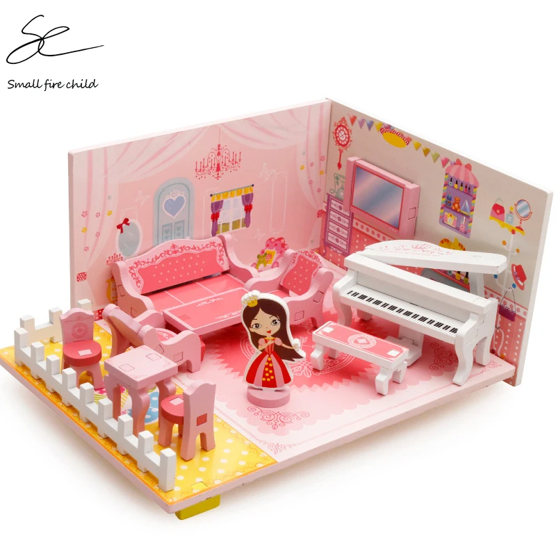 Детские деревянные игрушки в сборе имитация комнаты/мебели модели весы