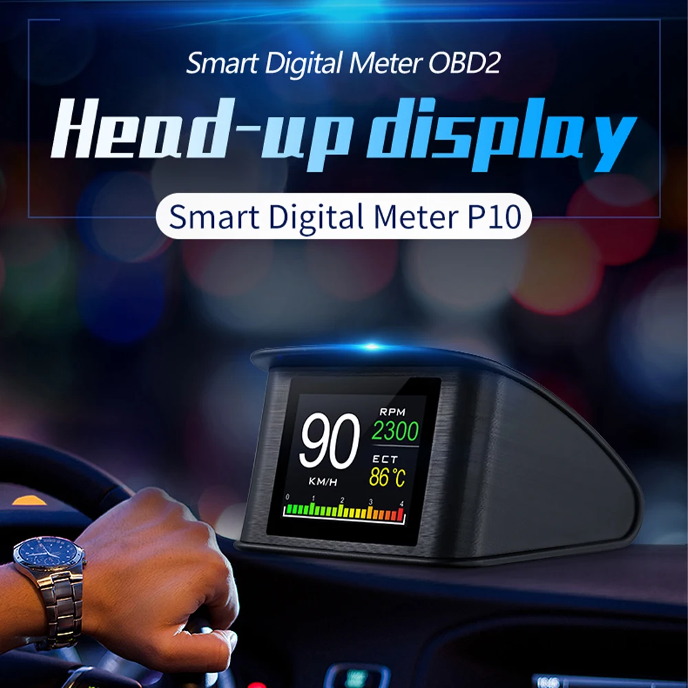 P10 OBD 2 II автомобильный дисплей HUD на лобовом стекле Спидометр турбо повышающее