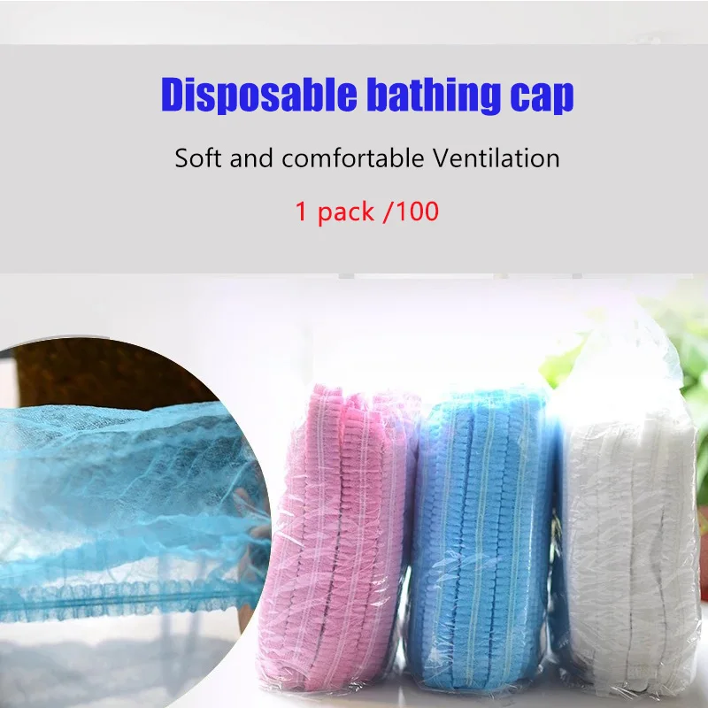 

Caps Disposable Hat Accessories Salon Beauty Non-woven Anti 100PCS Men Hair Bath Set Cap Women Shower Pleated Dust