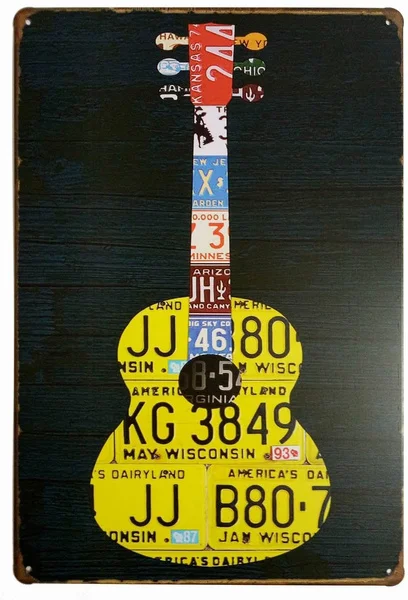 

Music Guitar Distressed Retro Vintage Tin Sign Pub Poster Metal tin sign