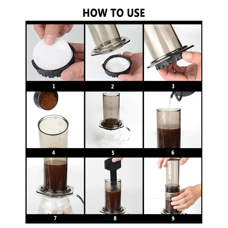 

Portable Coffee Maker Press Espresso Machine with Filter Papers European Plug-in Mocha Coffee Pots Kettle Home Office Appliance