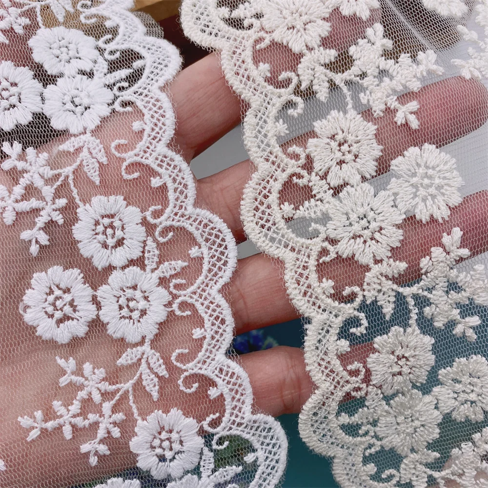 9 5 ярдов белые бежевые хлопковые кружевные ленты с вышивкой для одежды