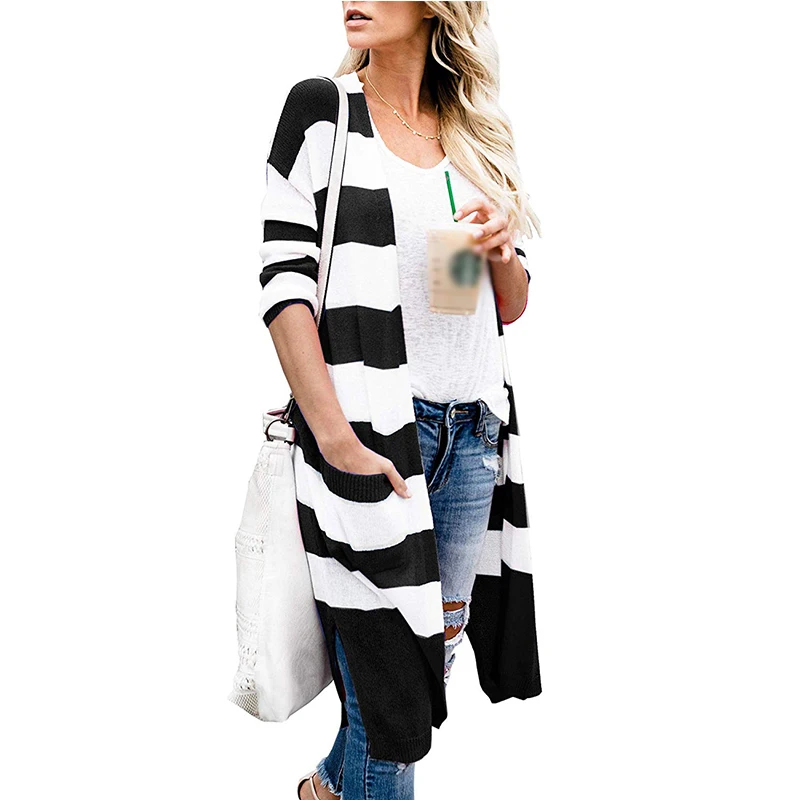 Belle Poque 2019 Autumn Cardigan Women Striped Knitted V Neck Sweater Female Jumper Coat Plus Size Clothes Outwear |