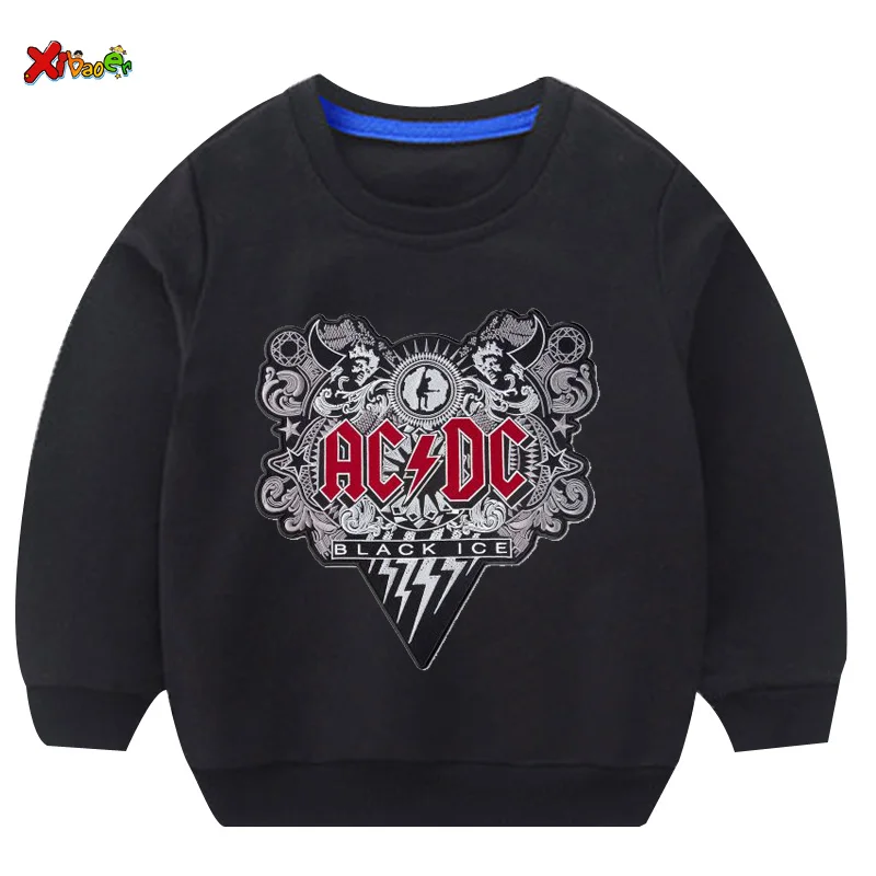kids sweatshirts toddler boys sweatshirts autumn ACDC Kids fashion Sweatshirt white baby girl Cotton Pullover cute long sleeves - Цвет: sweatshirt black