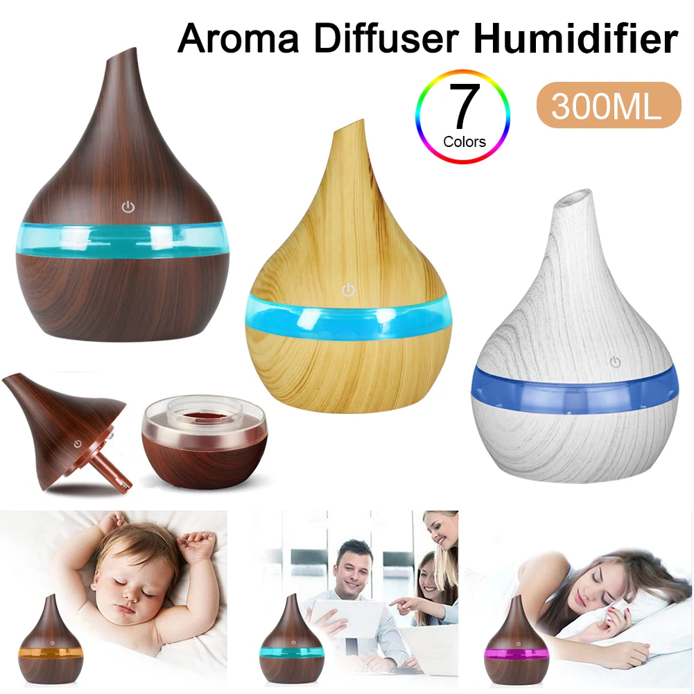 

Увлажнитель воздуха, 300 мл, ультразвуковой распылитель эфирных масел, тихий распылитель, USB, светодиодный ночник, диффузор для ароматерапии