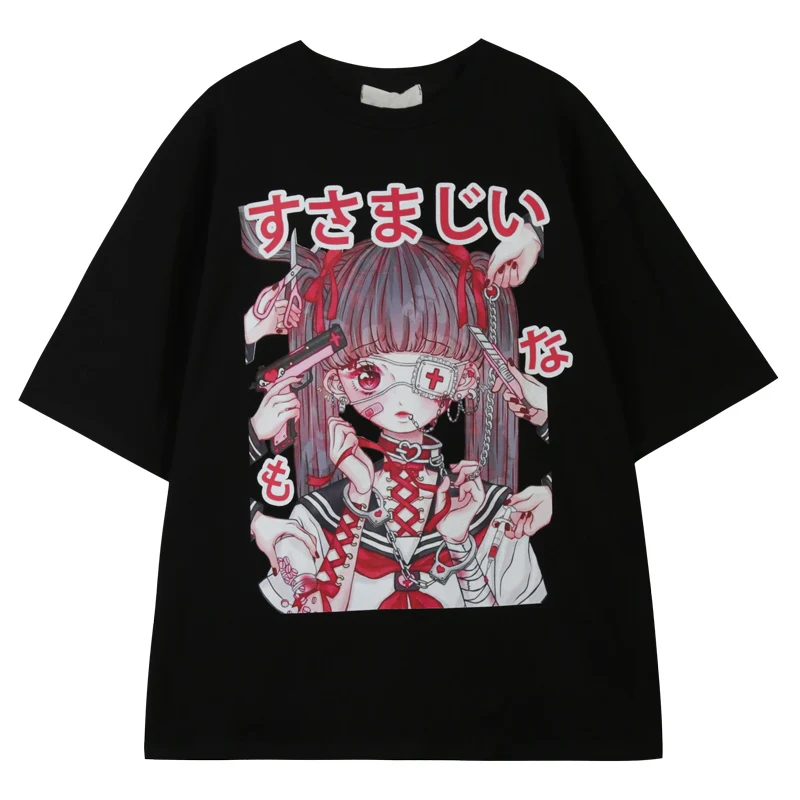 

Summer Gothic Clothing Sexy Female Loose Women T-shirt Punk Dark Grunge Streetwear Ladies Top Gothic Tshirts Harajuku Clothes