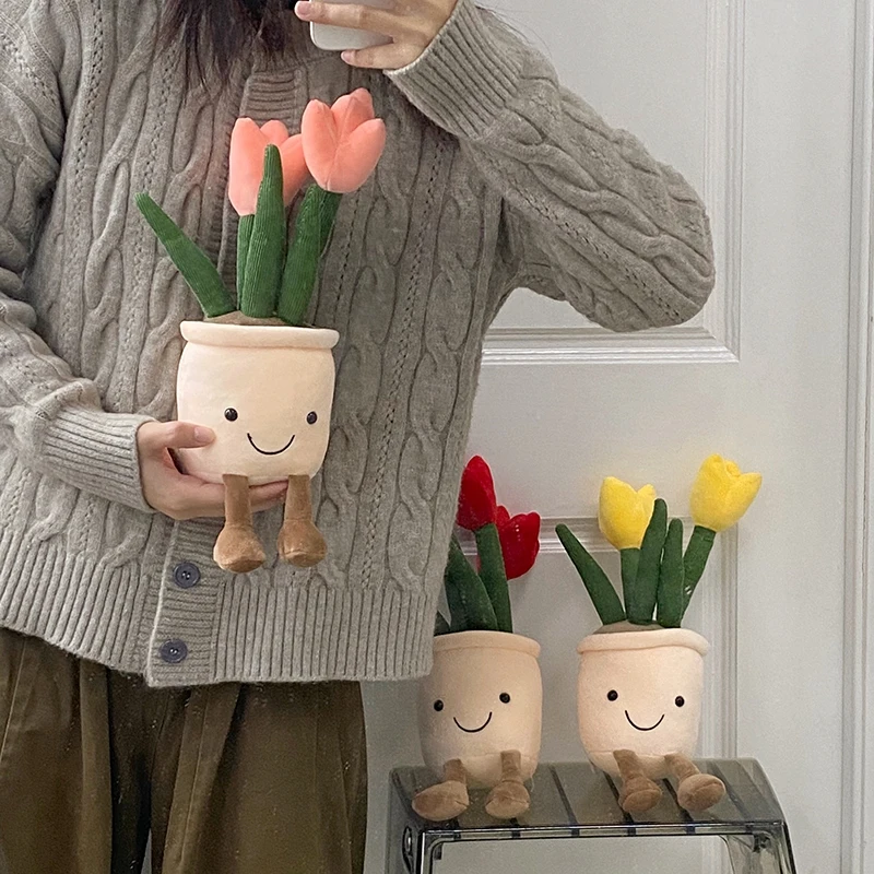 Плюшевые игрушки тюльпан и суккуленты для детей подарок девочек кукла