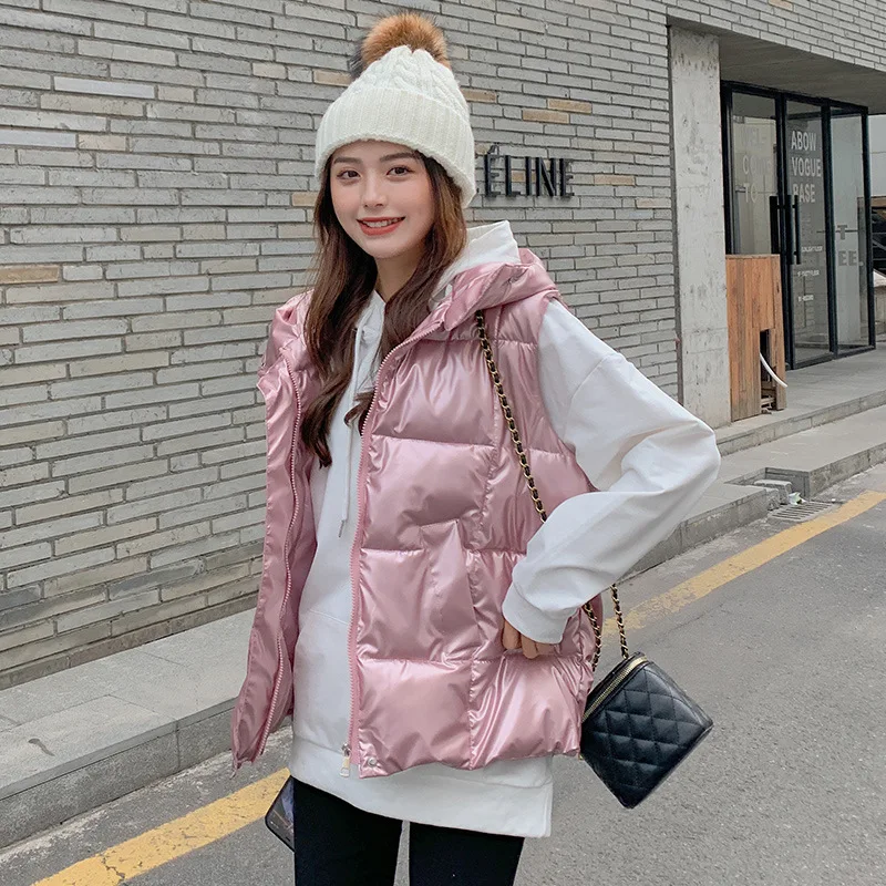 

Women Winter Jacket Cotton Padded Parkas Fashion Hooded Vest 2021 New Oversized Jacket