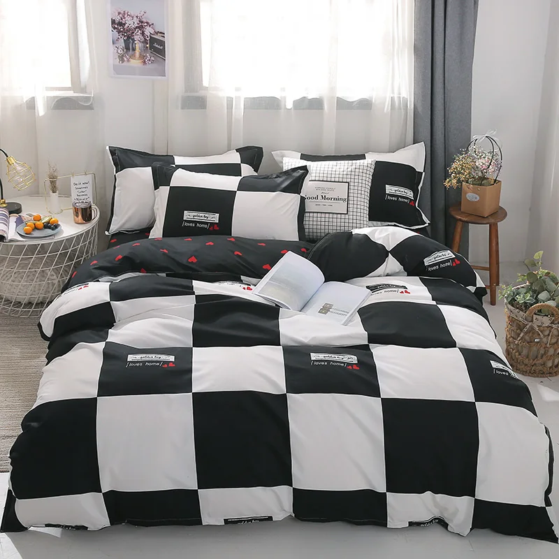 

Cotton Bedding Set 4pcs With Duvet Cover Bed Sheet Pillowcase Children Stripe Bed Linen Set King Queen Full Twin Size
