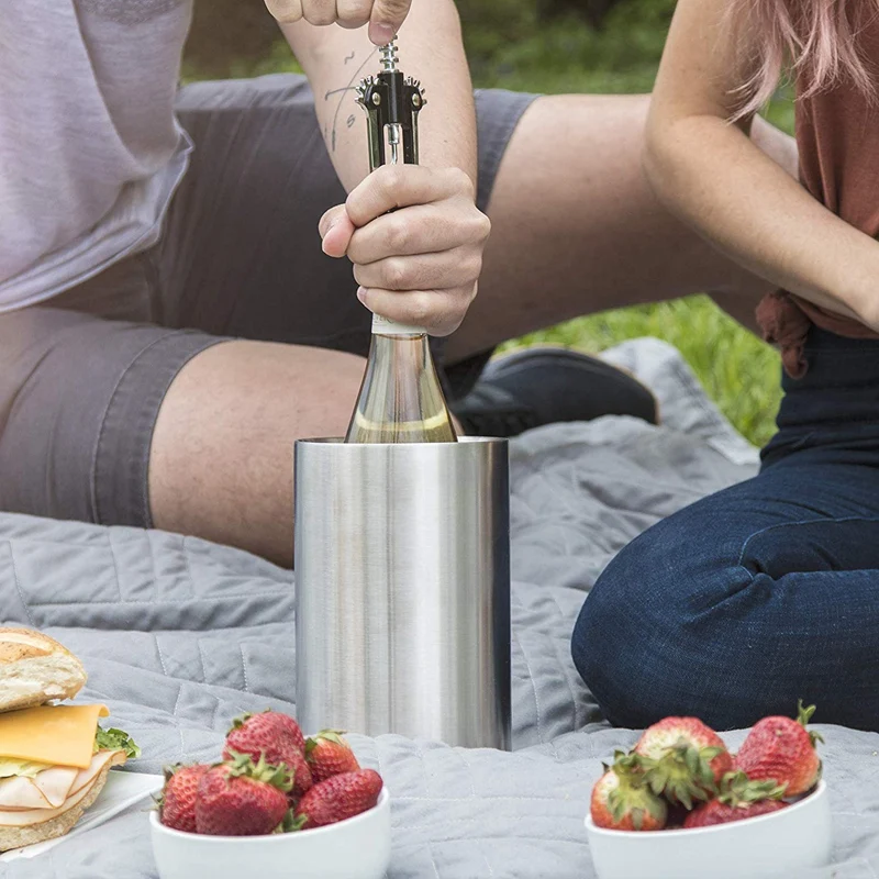 

Insulated Wine Cooler Bucket with Wine Aerator with Wine Opener, Wine Air Pressure Pump Opener Set
