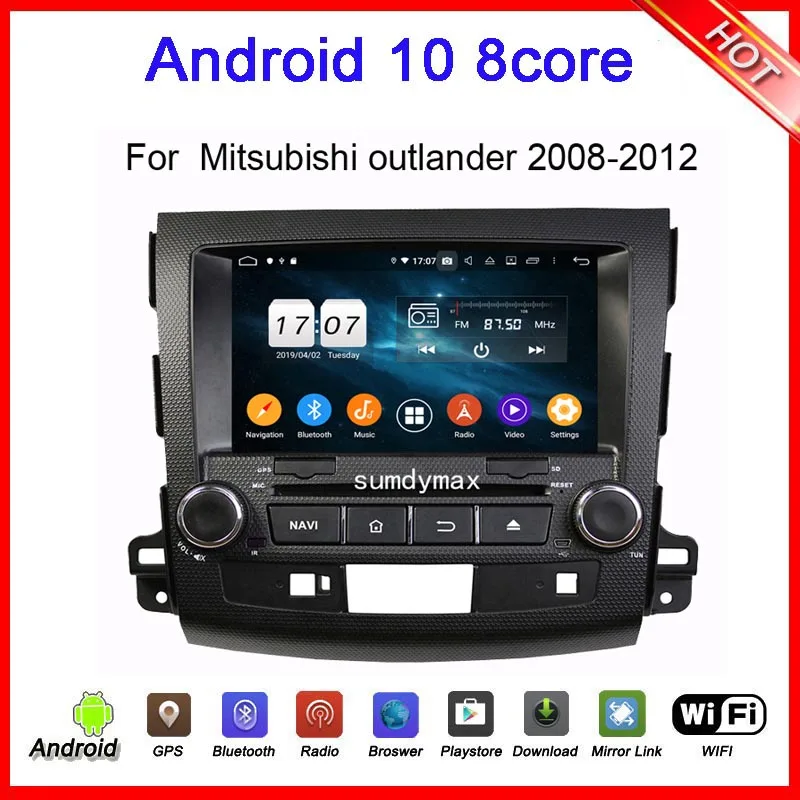 Автомобильное радио Android 10 octa core 4 + 128G для Mitsubishi outlander 2008-2012 мультимедиа