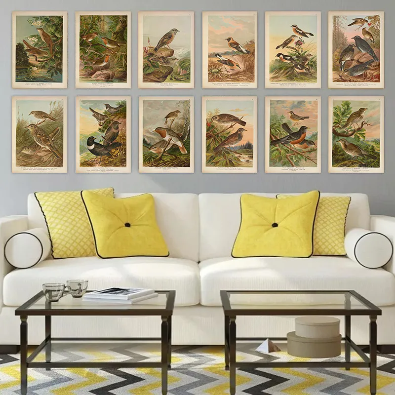 Картина с цветами и птицами в китайском стиле постер для украшения дома