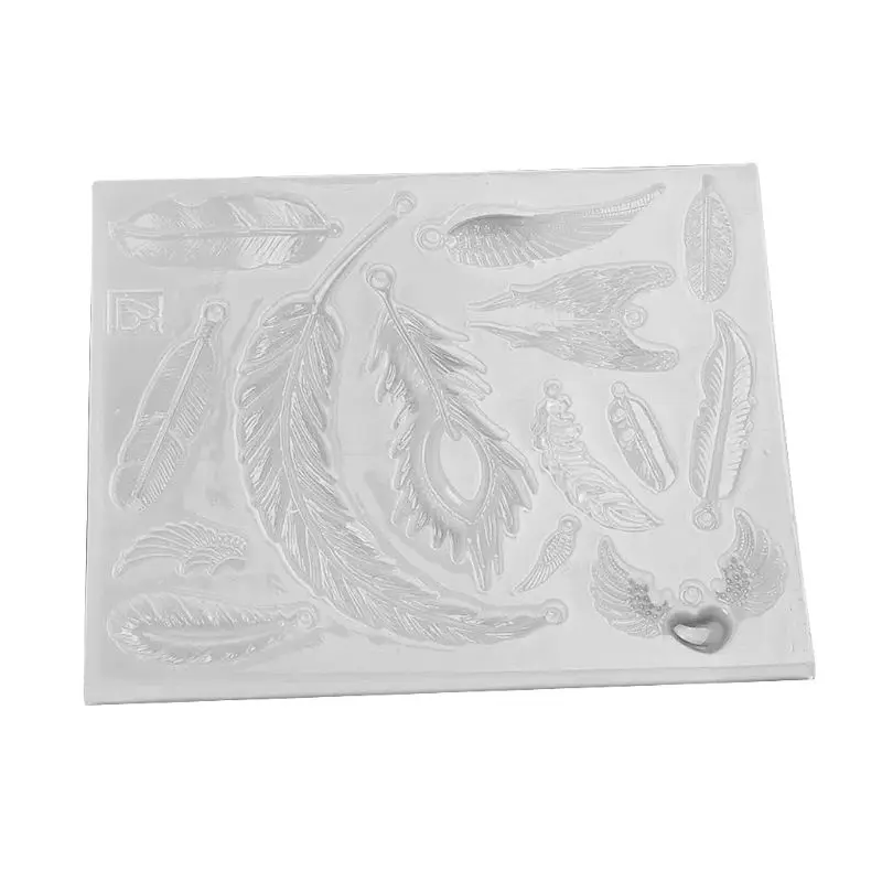 

3-D feather shape epoxy resin ultraviolet glue process silicone mould creative DIY art pendant brooch jewelry tools manual