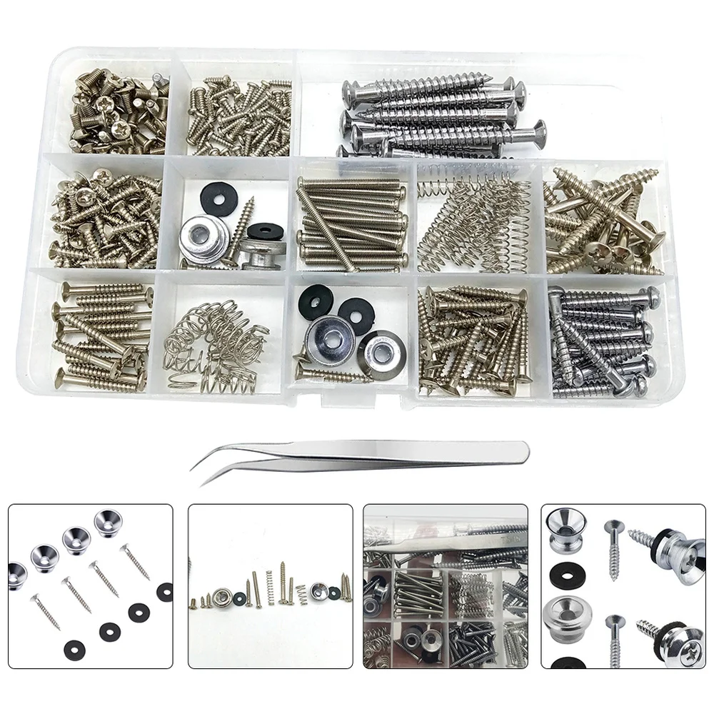

254PCS Guitar Screw Set Guitar Spring Repair Kit Guitar Maintenance Kit (Silver)