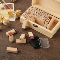 36 pcs retro letters numbers wooden ink pad stamp set diy decoration rubber stamp for scrapbooking journal stamps with box