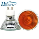 HoneyFly 5 предмета в комплекте оранжевого цвета пламени лампы 35W 50W 220V GU10 затемнения галогенная лампа Точечный светильник кварцевые камин Somine Ламба