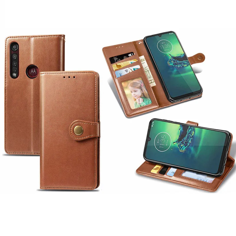 Кожаный чехол книжка для Moto G7 G8 E6 плюс Z4 играть Мощность один зум Vision Pro Флип