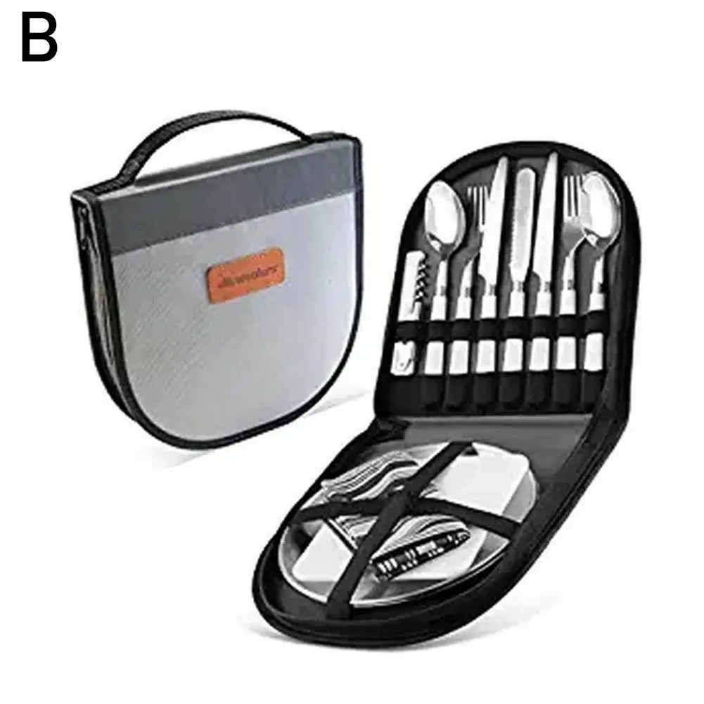 

Camping Tableware Bag Fork Spoon Knife Set Outdoor Picnic Bag Steel Tableware Set Foldable Camping Tableware Set