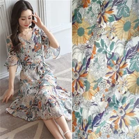 fashionable summer chiffon fabric floral dress fabric yarn jiali diagonal korean version of the same pearl chiffon fabric