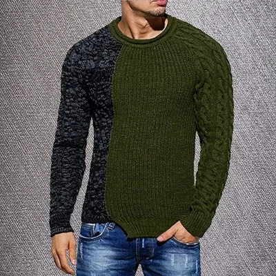 

Independent neck color round station long-sleeved sweater sweater