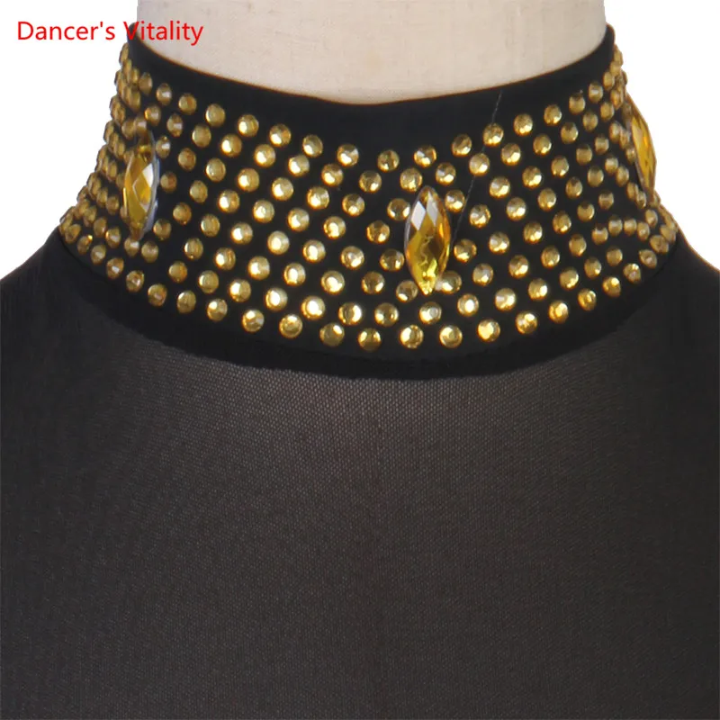 Женское платье для латинских танцев черное ассиметричная юбка соревнований