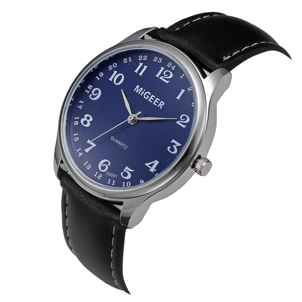 

Fashion Casual Men Watch Stainless Steel Case Leather Strap men quartz wristwatches Classic Business watch for men relogio