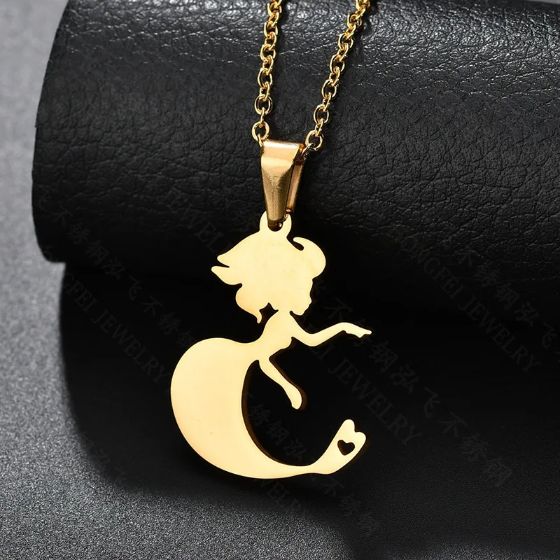 Трендовая нержавеющая сталь мистическая подвеска в виде русалки ожерелье