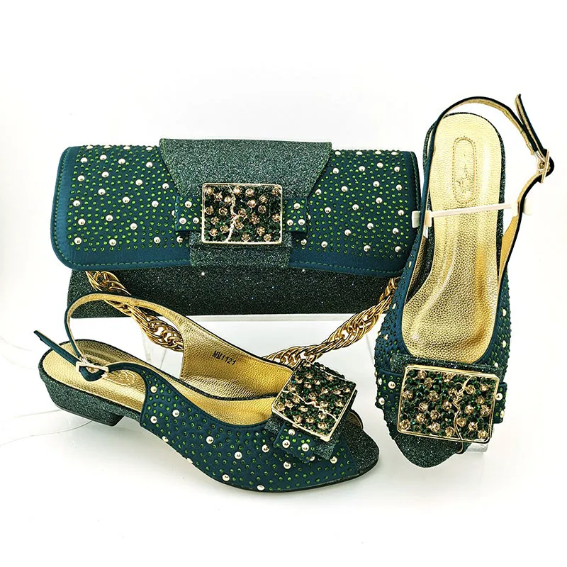 

Doershow New coming African Wedding Shoes and Bag Set blue Italian Shoes with Matching Bags Nigerian Women party! HYD1-62