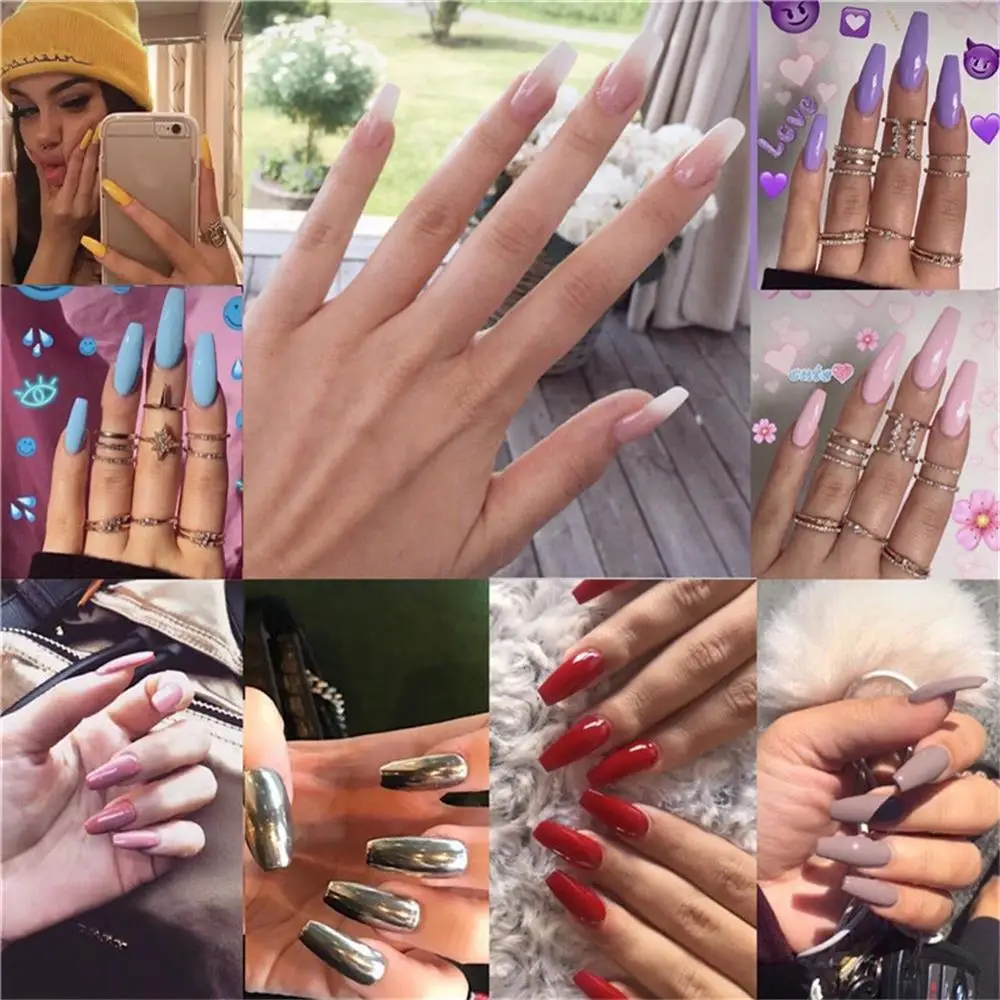 Матовые накладные ногти в форме балерины 24 шт. | Красота и здоровье