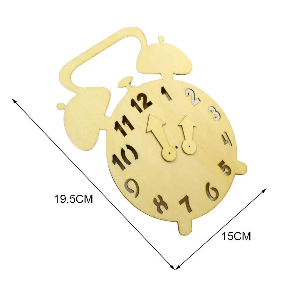 Reloj despertador pintado a mano, rompecabezas de madera, piezas de juguete, materiales de producci&oacute;n artesanal-4