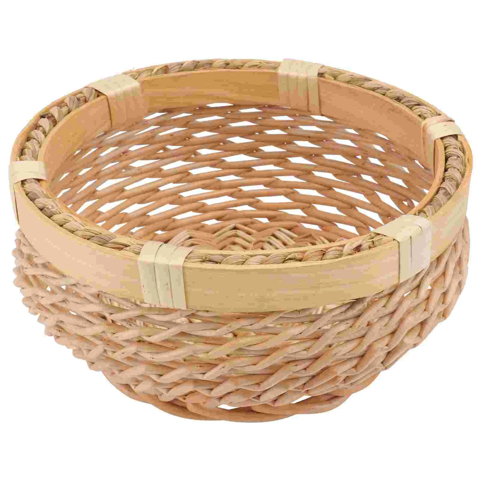 

1Pc Rattan Woven Fruit Basket Natural Home Storage Basket Snack Sundries Holder